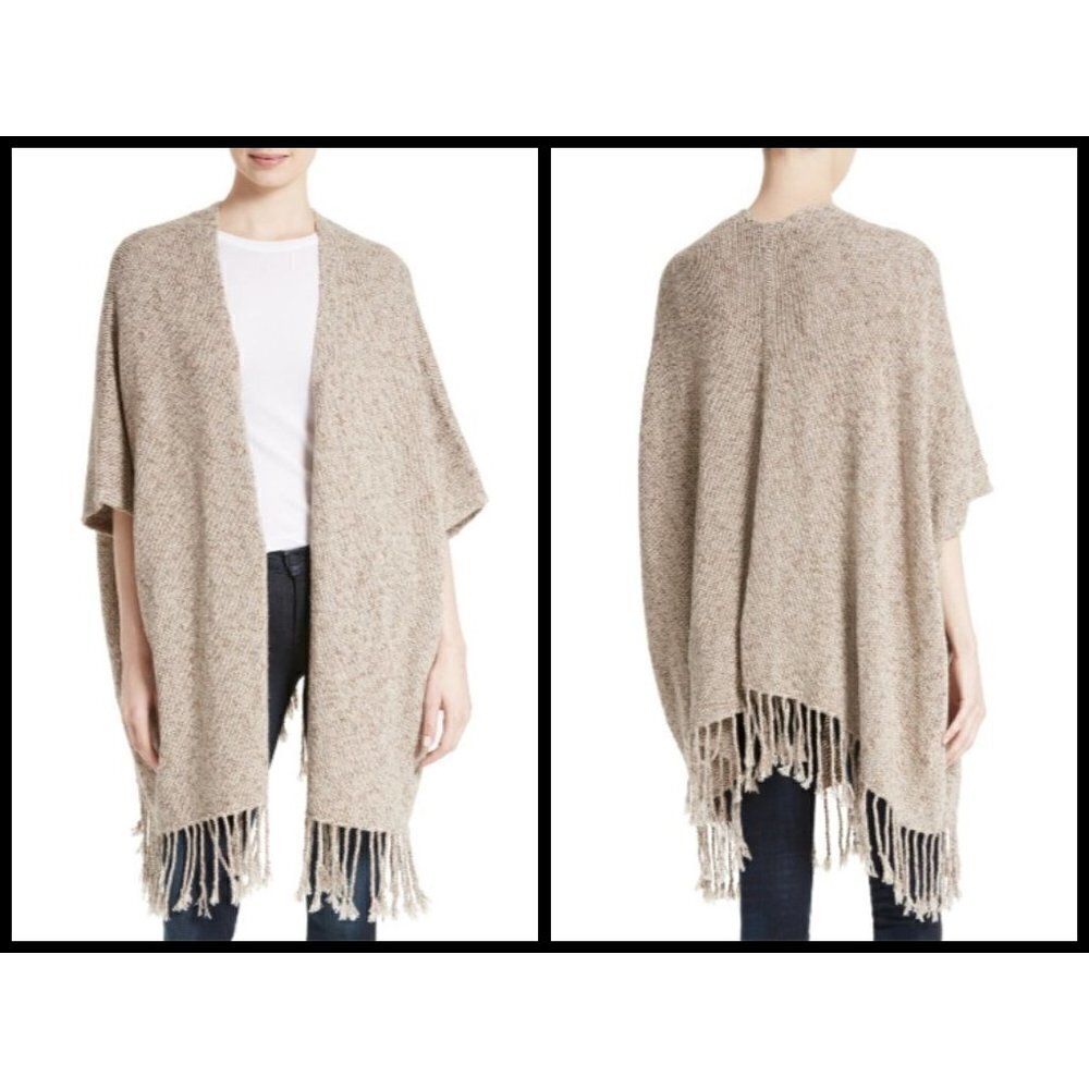 💕JOIE💕 Lucrece Poncho Cardigan Dark Heather Cream NWT